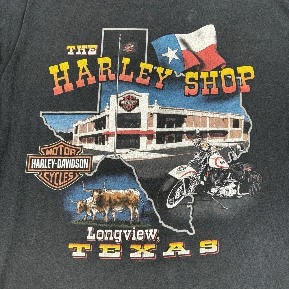Vintage Harley Davidson T Shirt XL Made In USA‎ Longview Texas Biker Graphic Tee